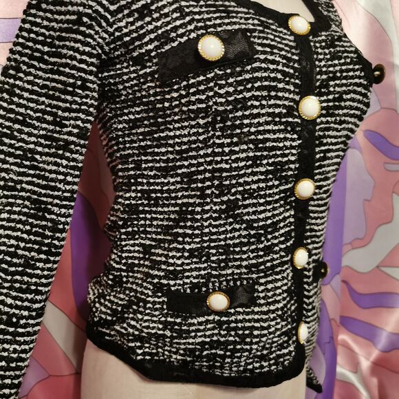 MA*RS Cardigan Small Black Chanel Style Casual Office Party Jfashion Sweater Y2K - Picture 10 of 11